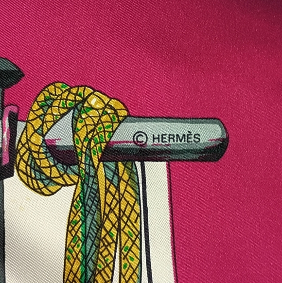 ❤️HERMES PESSEMENTERIE 100% Silk Tassle Theme Shawl Scarf 35" - Picture 7 of 8